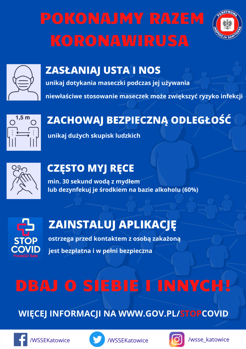 Ulotka informacyjna POKONAJMY RAZEM KORONAWIRUSA
