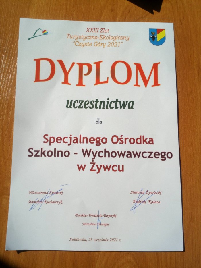 dyplom uczestnictwa Ośrodka 