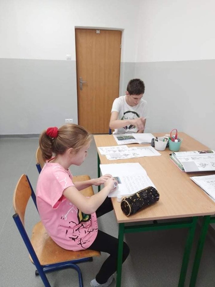 Uczniowie pracują. 