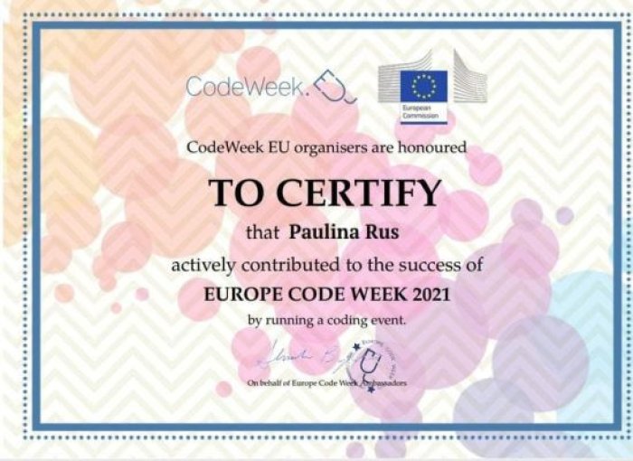 Certyfikat code week 2021.