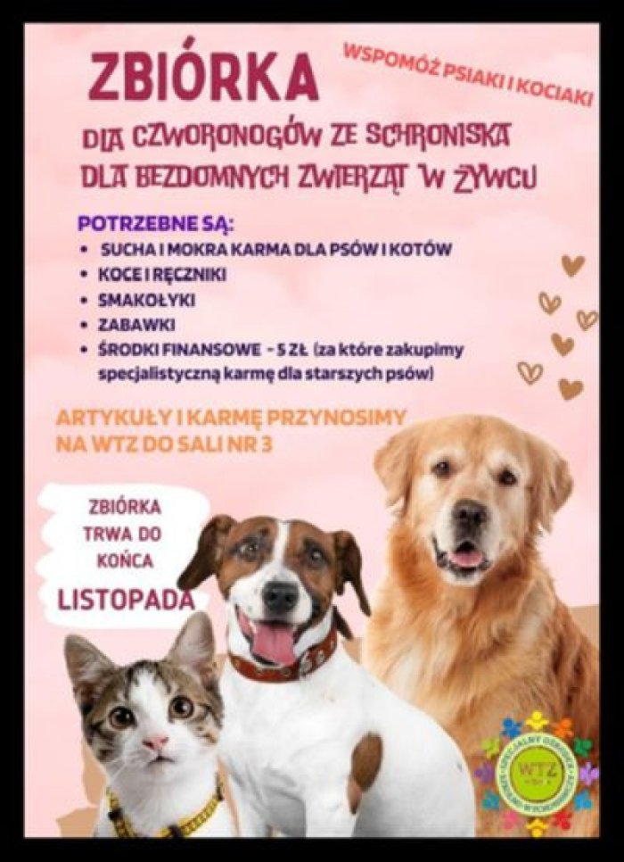 Zbiórka dla czworonogów ze schroniska dla bezdomnych zwierząt w Żywcu.