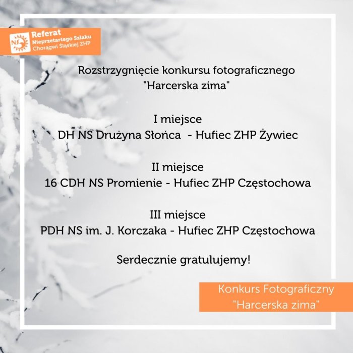 Ogłoszenie wyników konkursu fotograficznego. 1 miejsce drużyny słońca z naszej szkoły.