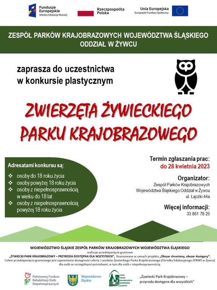 Zespół Parków Krajobrazowych zaprasza do uczestnictwa w konkursie plastycznym Zwierzęta Żywieckiego Parku Krajobrazowego.